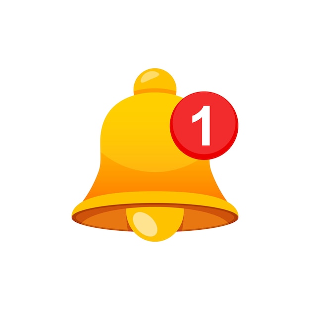 Icono de campana de notificación en estilo plano Ilustración de vector de mensaje de bandeja de entrada entrante en concepto de negocio de signo de timbre de fondo aislado