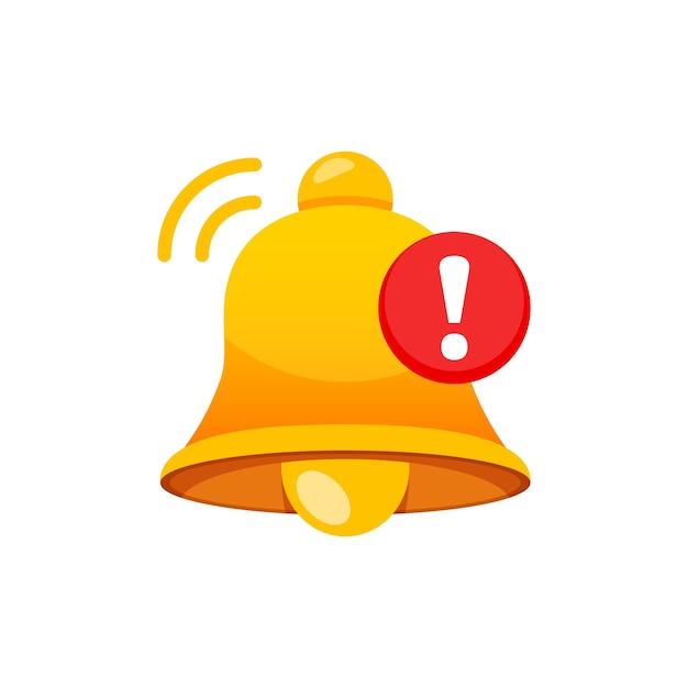 Icono de campana de notificación en estilo plano Ilustración de vector de mensaje de bandeja de entrada entrante en concepto de negocio de signo de timbre de fondo aislado