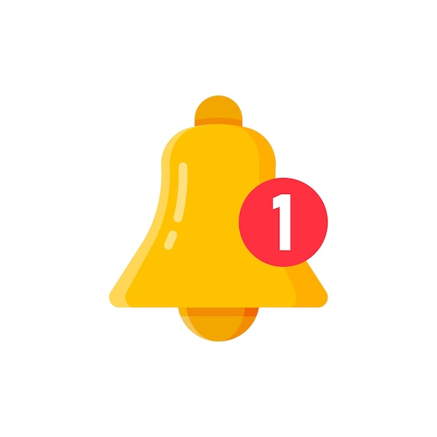Icono de campana de notificación en estilo plano Ilustración de vector de mensaje de bandeja de entrada entrante en concepto de negocio de signo de timbre de fondo aislado