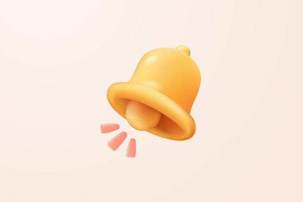 Icono de campana de notificación mínima en 3D con voz de notificación de burbuja de empuje en fondo pastel nuevo concepto de alerta para el elemento de redes sociales icono de alarma de campana en 3D para la ilustración de renderización vectorial de mensajes