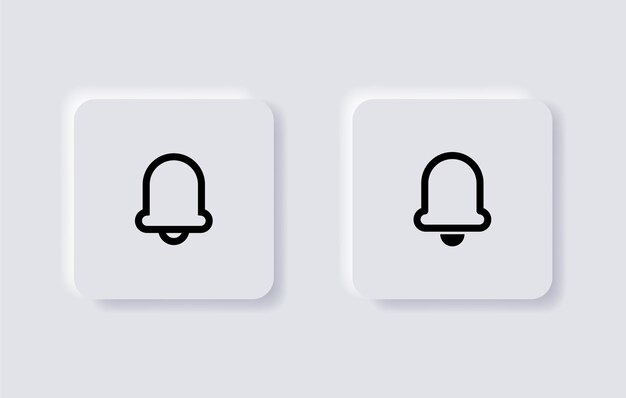 icono de campana de notificación símbolo de anillo de alarma en botones de neumorfismo o iconos de aplicación ui ux de estilo neumórfico
