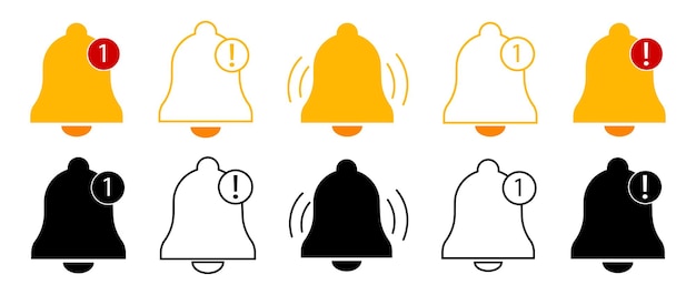 Icono de campana de notificación Timbre de alarma y símbolo de recordatorio aislado sobre fondo blanco Nueva colección de iconos de notificación de mensajes Ilustración vectorial