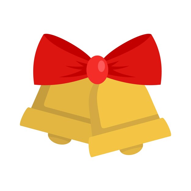 Icono de campana de oro de Navidad Ilustración plana del icono de vector de campana de oro de Navidad para diseño web