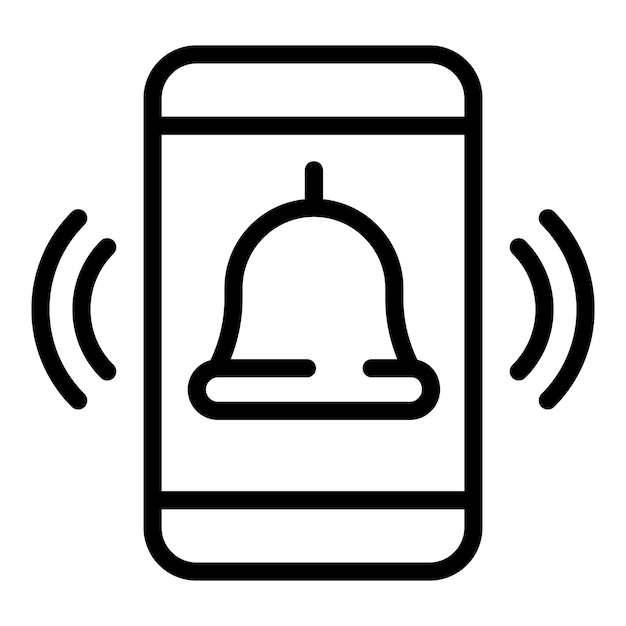 Icono de campana en la pantalla del teléfono inteligente Icono de vector de campana en la pantalla del teléfono inteligente para diseño web aislado en fondo blanco