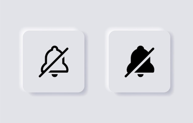Sin icono de campana silencio mudo alarma apagado signo iconos de contorno neumorfismo forma de botón signos de interfaz de usuario neumórficos