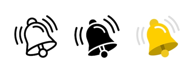 Ícono de campana de sonido Anillo de la campana de la escuela Ilustración vectorial Símbolo de alarma Llamada de alerta