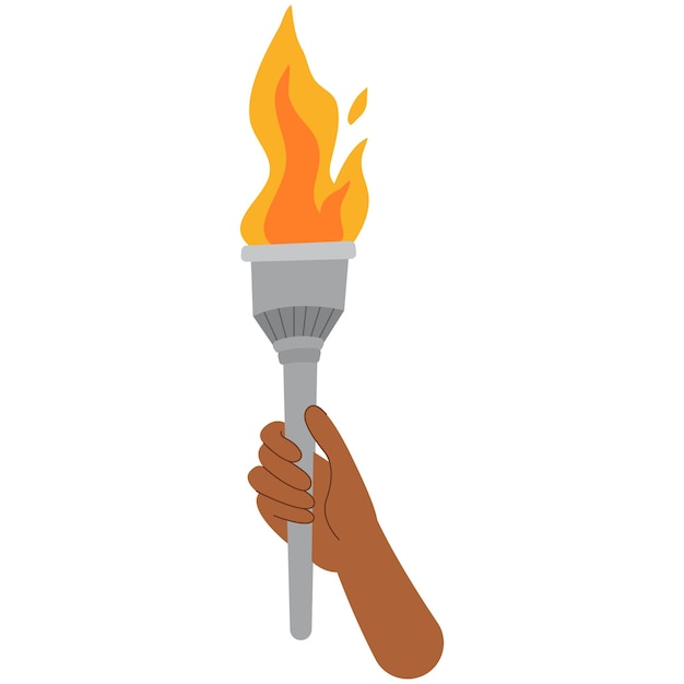 Icono del campeonato con la antorcha en la mano Símbolo de la victoria Antorcha de los campeones