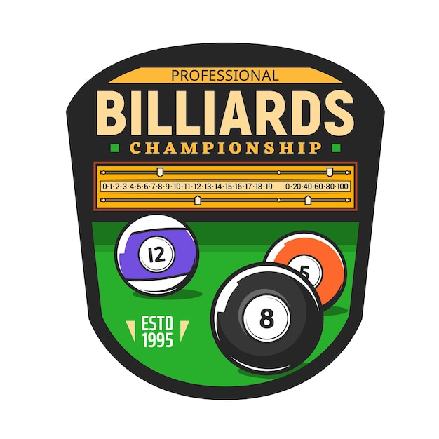 Vector icono del campeonato de billar, deporte de billar de billar