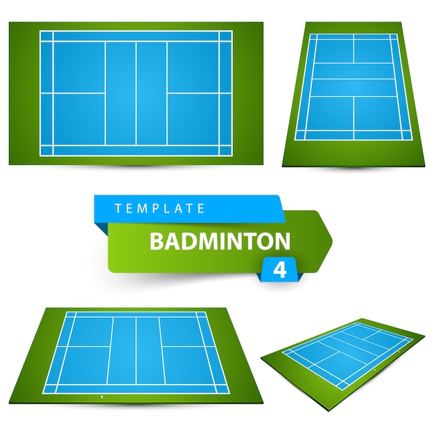 Icono de campo de bádminton. cuatro artículos.