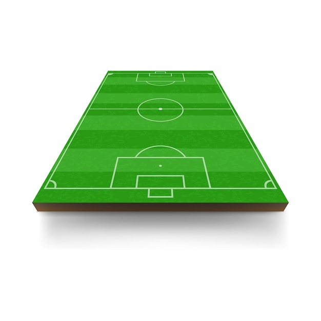 Icono de campo de fútbol o fútbol verde en estilo de dibujos animados aislado sobre fondo blanco Vista lateral Disposición vertical