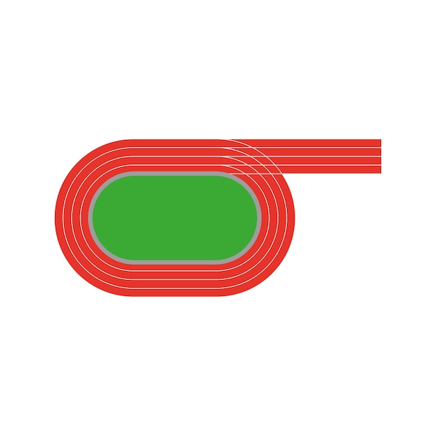 Icono de campo de pista de atletismo Pista de carreras roja alrededor de un campo verde Ilustración vectorial Eps 10