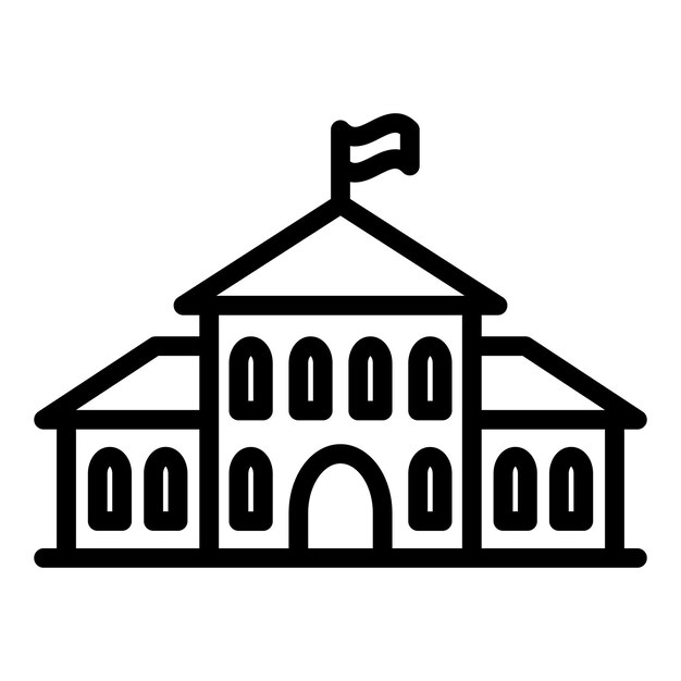 Icono del campus medio Esquema del icono de vector del campus medio para diseño web aislado sobre fondo blanco