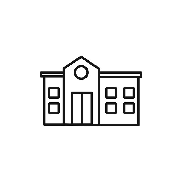 Ícono del campus Símbolo plano de línea delgada simple