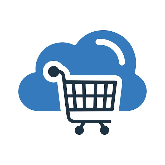 Ícono de la canasta de compras en la nube Ilustración vectorial editable simple