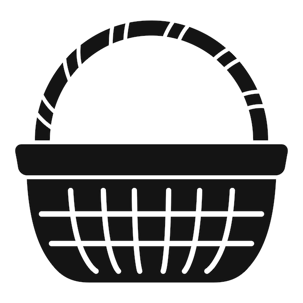 El icono de la canasta de mimbre vacía que representa el picnic y el almacenamiento