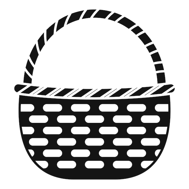 El icono de la canasta de picnic de mimbre vacía que muestra el mango de transporte
