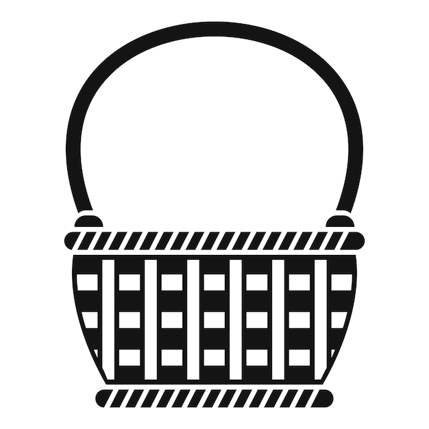 El icono de la canasta de picnic de mimbre vacía que representa las salidas de verano y los picnics