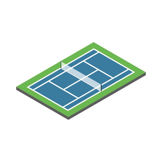 Icono de cancha de tenis en estilo isométrico 3d aislado sobre fondo blanco