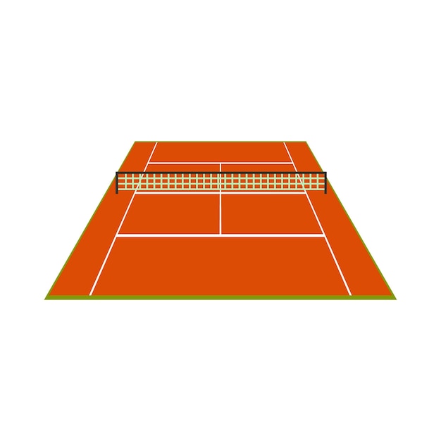 Icono de cancha de tenis en estilo plano aislado sobre fondo blanco