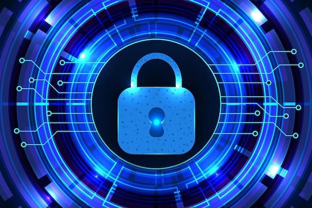 Icono de candado con agujero de llave en el fondo de la tecnología de seguridad de datos personales