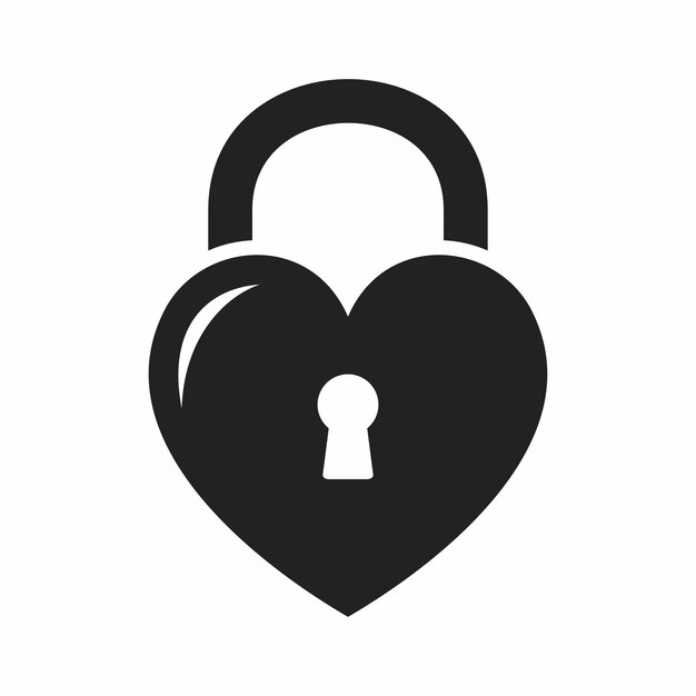 icono de candado de corazón estilo plano en fondo blanco