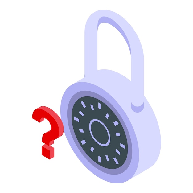 El icono del candado con signo de interrogación es un vector isométrico de autenticación en dos pasos