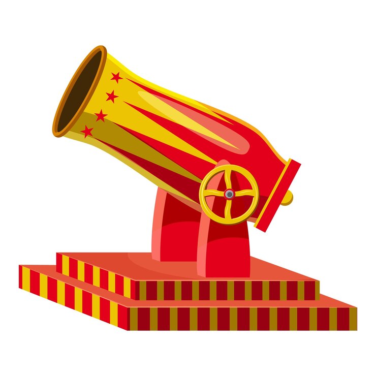 Vector icono de cañón de circo ilustración de dibujos animados de icono de vector de cañón de circo para web