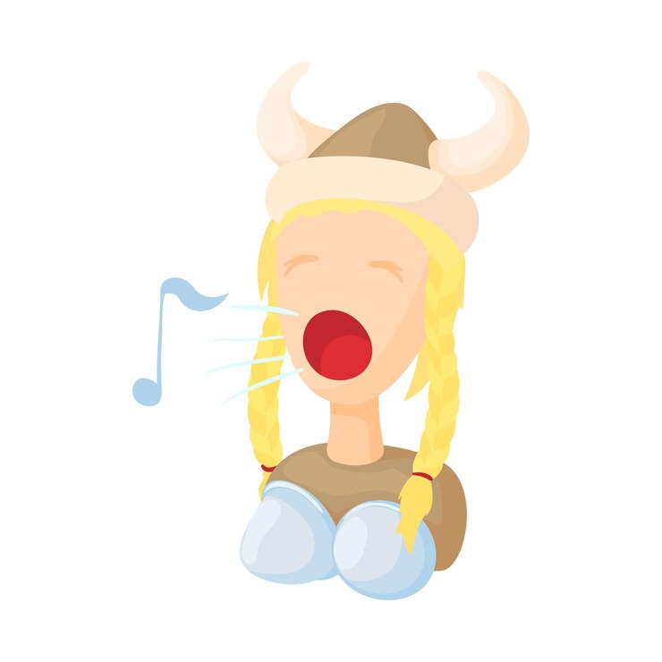 Vector icono de cantante de ópera en estilo de dibujos animados sobre un fondo blanco