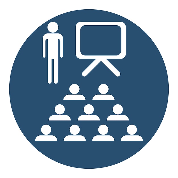 icono de capacitación de reuniones en la oficina