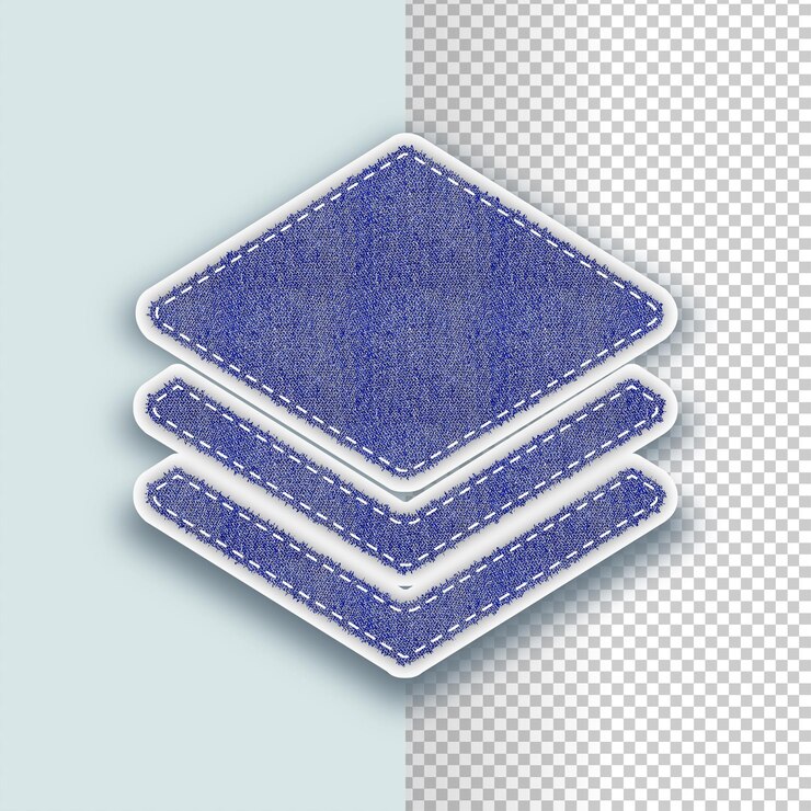 Vector icono de capas de textura de denim con fondo editable