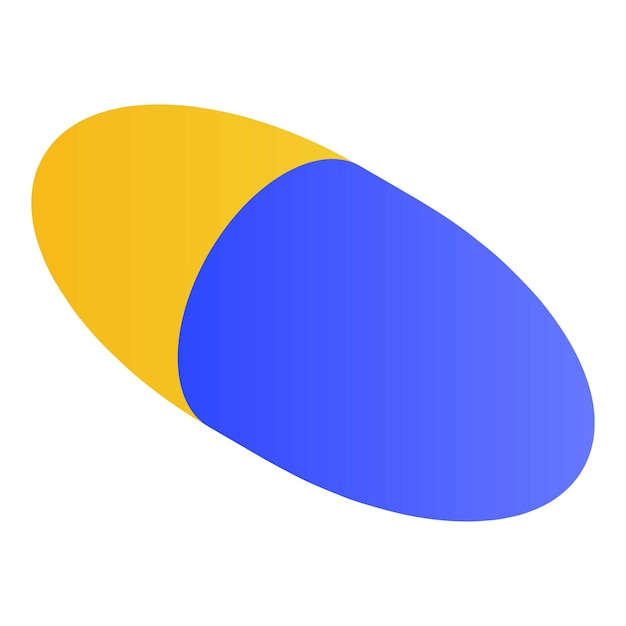 Icono de cápsula azul amarillo isométrico del icono de vector de cápsula azul amarillo para diseño web aislado sobre fondo blanco