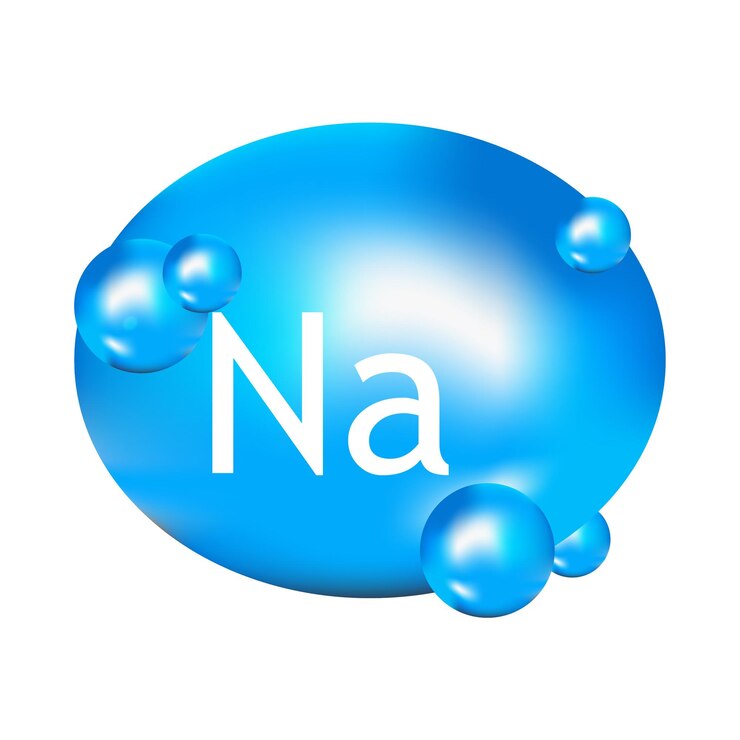Vector el icono de la cápsula de la píldora azul brillante mineral na sustancia para el complejo mineral beautyna