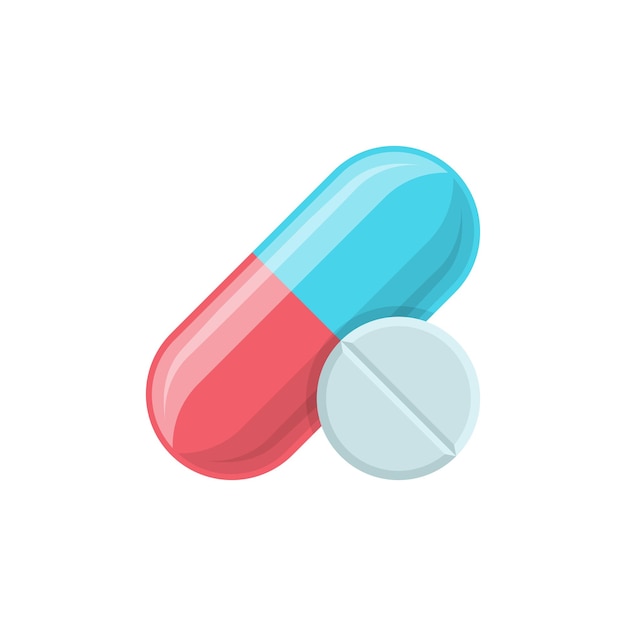 Icono de cápsulas de píldoras en estilo plano Ilustración de vector de tableta médica sobre fondo aislado Concepto de negocio de signo de medicamento de atención médica