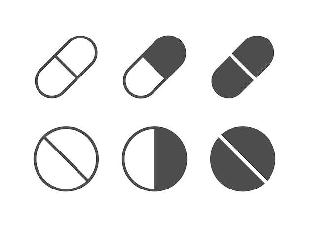 Icono de cápsulas de píldoras en estilo plano Ilustración de vector de tableta médica sobre fondo aislado Concepto de negocio de signo de medicamento de atención médica