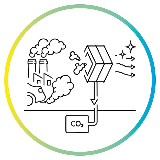 Vector icono de captura y almacenamiento de co2