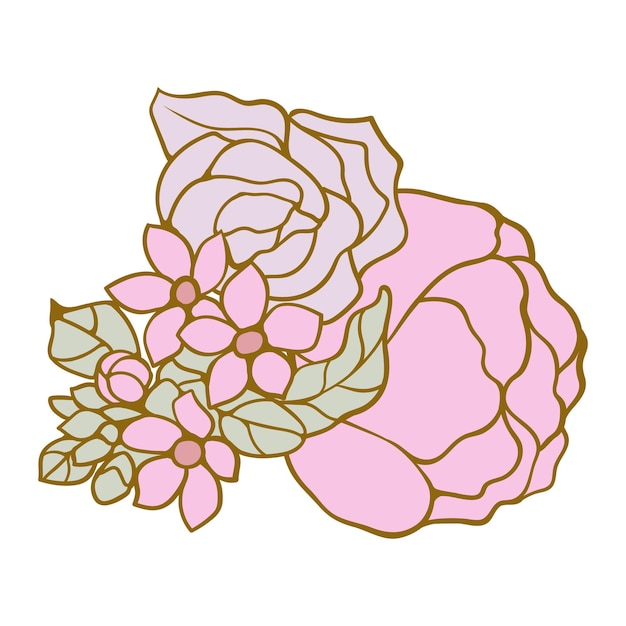 Icono de capullos de rosa y peonía Patrón de flor elegante simple para invitaciones y tarjetas de boda