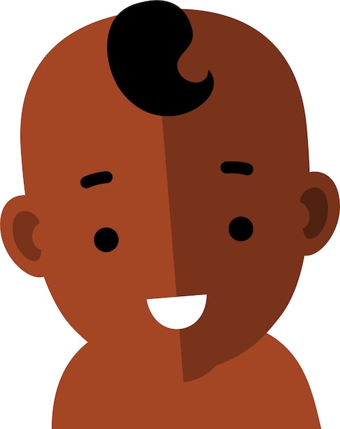 Vector icono de cara de avatar de bebé negro afroamericano en estilo plano