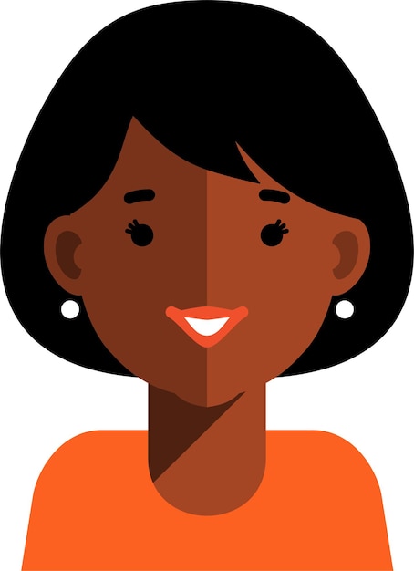 Icono de cara de avatar de mujer afroamericana negra en estilo plano