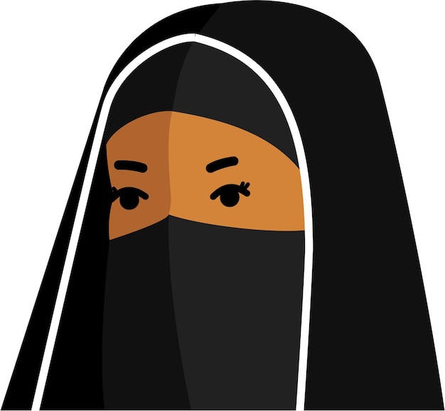 Icono de cara de avatar de mujer árabe en vista lateral de Niqab