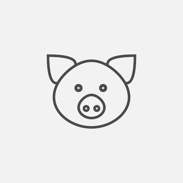 Icono de cara de cerdo aislado sobre fondo blanco Ilustración vectorial