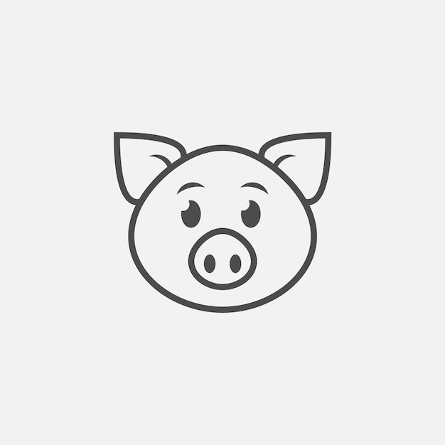 Icono de cara de cerdo aislado sobre fondo blanco Ilustración vectorial