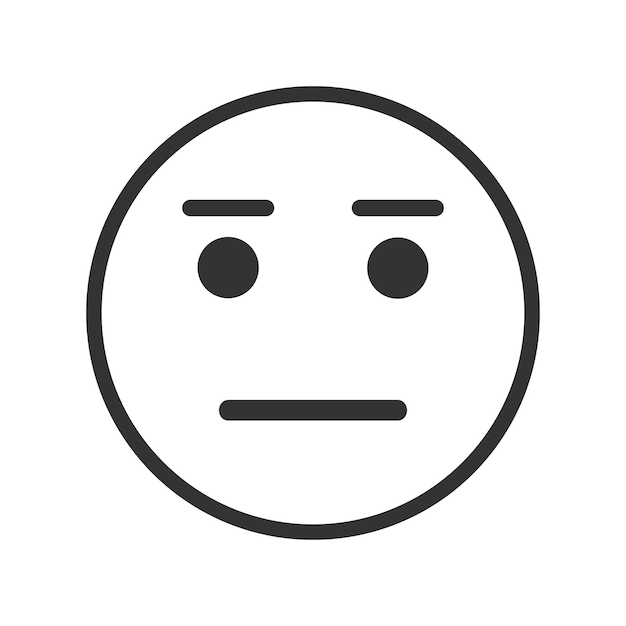 El icono de la cara con emoción neutral imparcial indiferente desapegado despreocupado expresión desapasionada