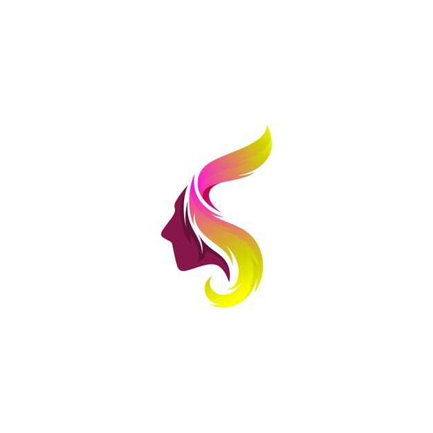 Icono de cara y letra S logotipo del salón con vector de diseño de belleza