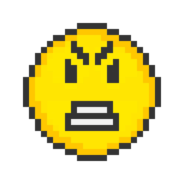 Icono de cara malvada Emoticones de Pixel art Ilustración vectorial