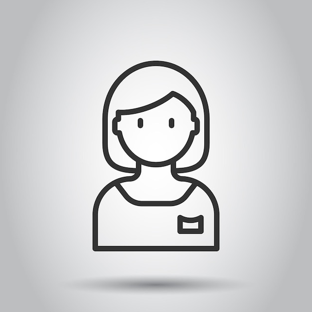 Icono de cara de mujer en estilo plano Ilustración de vector de personas sobre fondo blanco Concepto de negocio de asociación