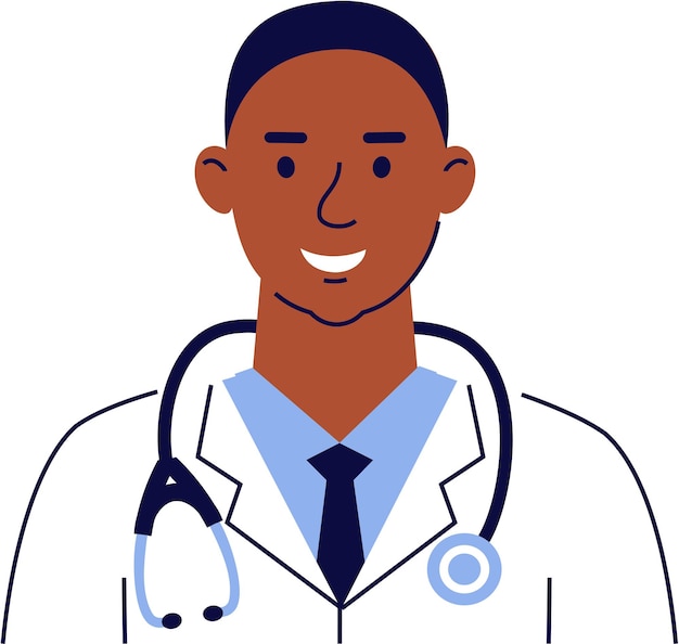 Vector icono de cara negro arican american male doctor con estetoscopio