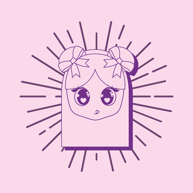 Icono de cara de niña kawaii