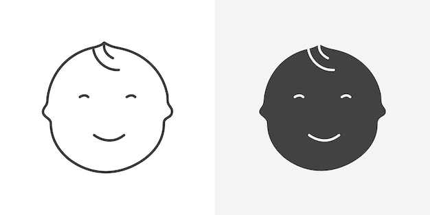 Ícono de la cara del niño Signo vectorial de contorno