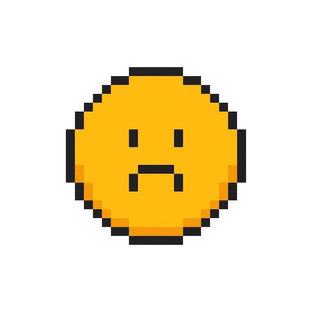 El icono de la cara del píxel emoción de tristeza