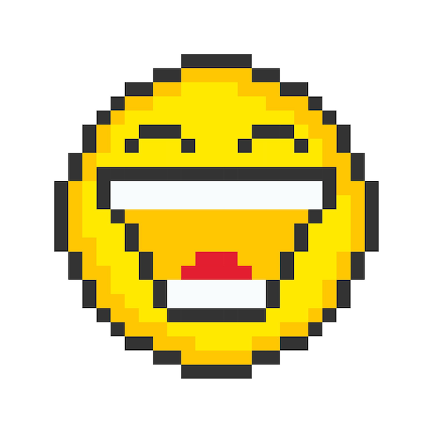 Icono de cara de risas Emoticones de Pixel art Ilustración vectorial